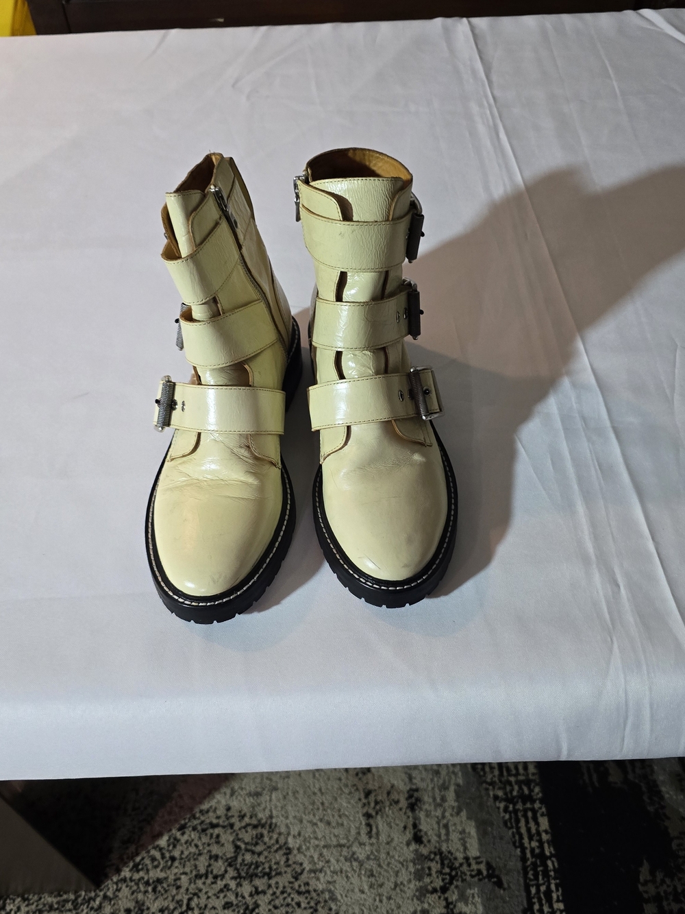 Rag & Bone Cannon triple-buckle moto/combat boots, size 9.5 or 10.